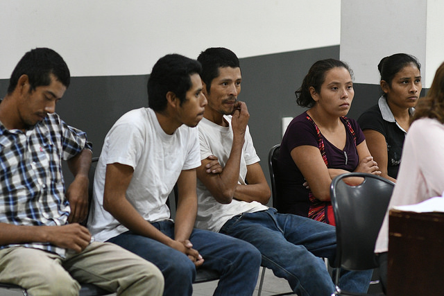 Los acusados de quemar viva a Vilma Trujillo en el inicio del juicio, que se celebra en Managua. Carlos Herrera/Confidencial