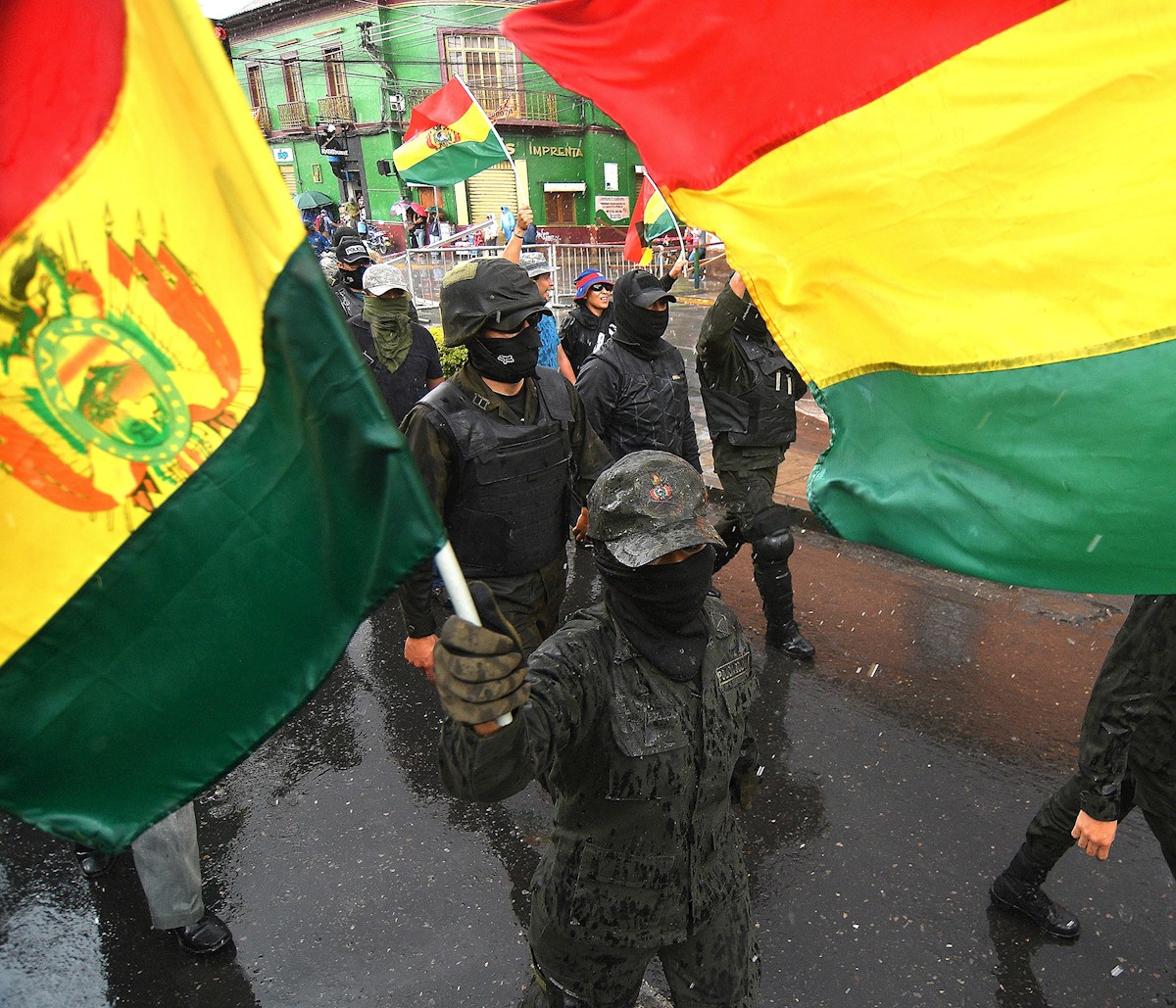 Marcha de policías en Bolivia