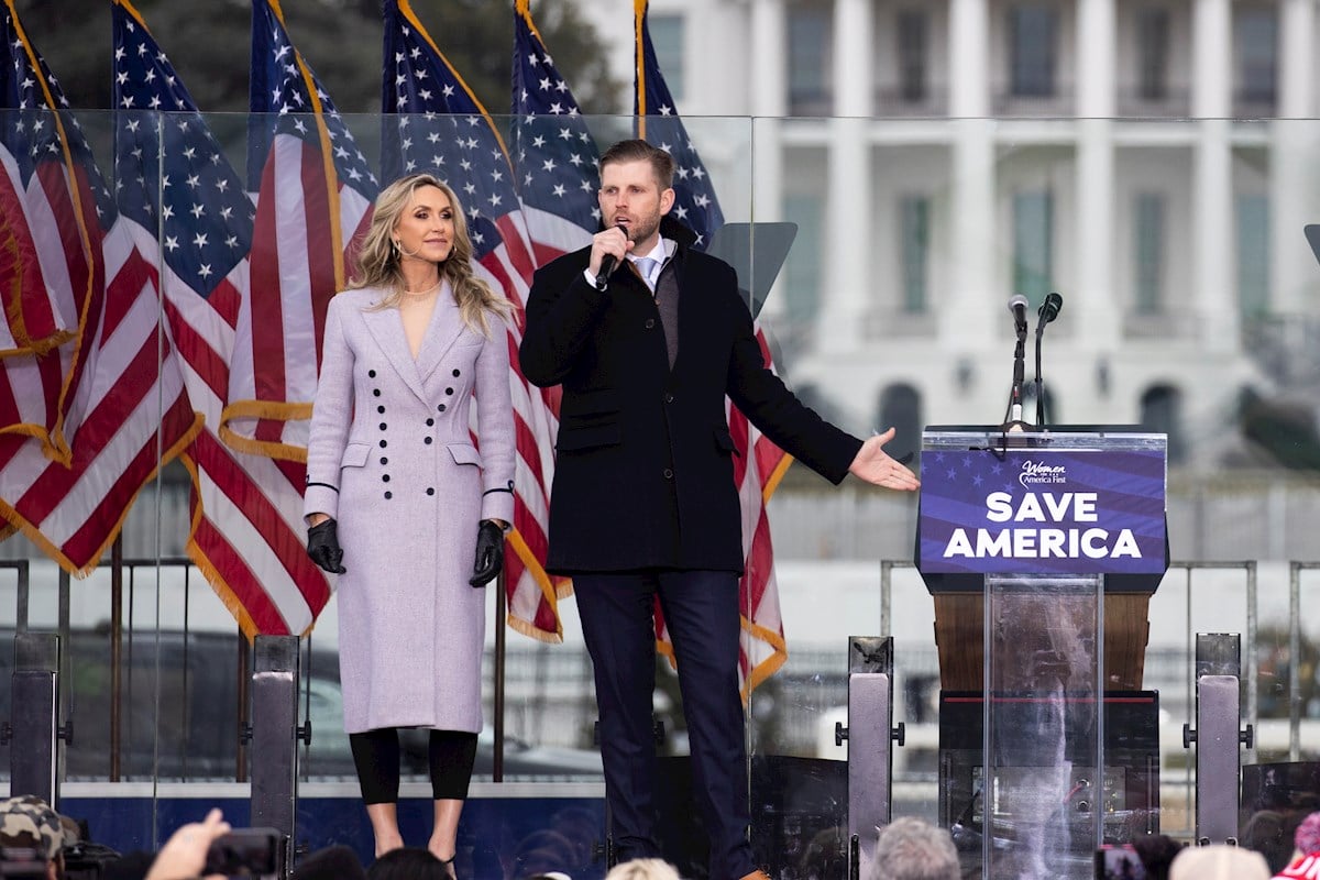 Eric Trump en un discurso cerca de la Casa Blanca