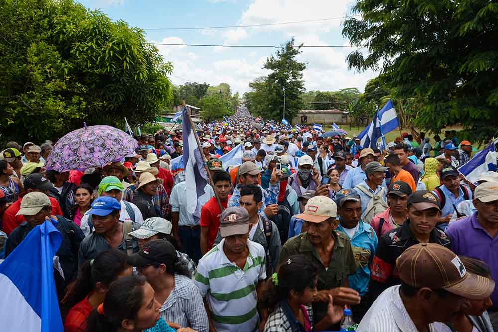 La vista de la manifestación en Nueva Guinea. Carlos Herrera/Confidencial