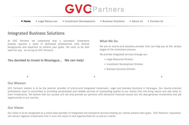 Portada del sitio oficial de GVC Partners.