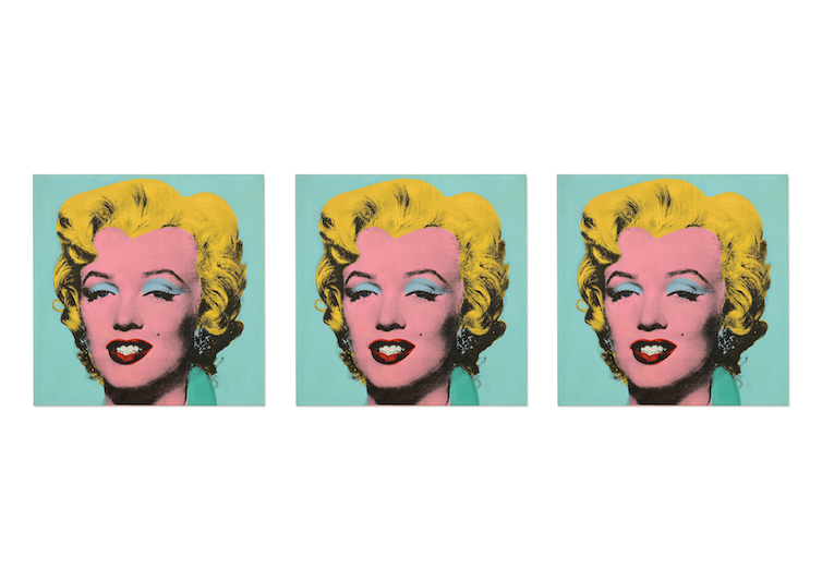 Tres serigrafías de Marilyn Monroe.
