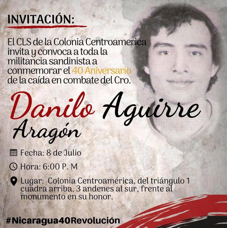 Familia de Danilo Aguirre Aragón rechaza homenaje orteguista en el cuarenta aniversario de su caída. Cortesía | Confidencial