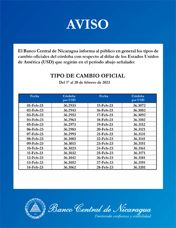 dólar nicaragua febrero